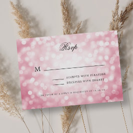 Elegante Casamento RSVP Bokeh Lights Blush Pink