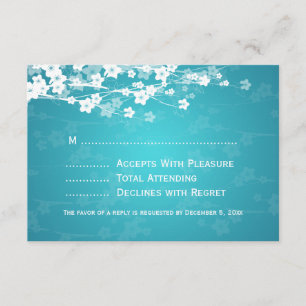 Elegante Casamento RSVP Cherry Blossom Blue