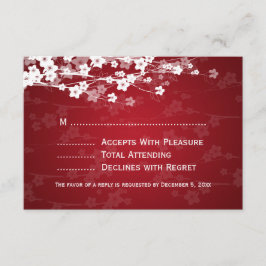 Elegante Casamento RSVP Cherry Blossom Red
