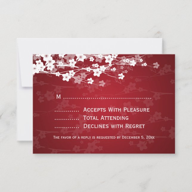 Elegante Casamento RSVP Cherry Blossom Red (Frente)