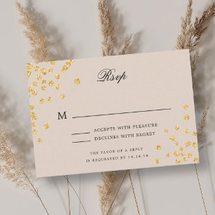 Elegante Casamento RSVP Dourado Champagne Confetti