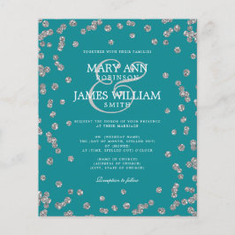 Elegante Casamento Silver Glitter Confetti Teal