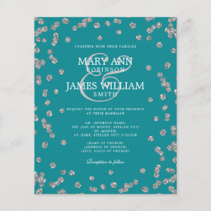 Elegante Casamento Silver Glitter Confetti Teal