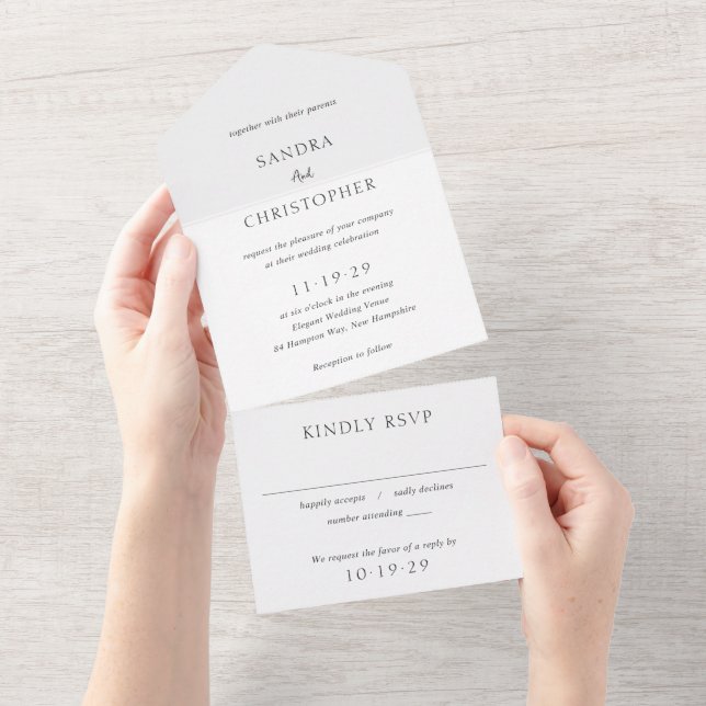 Elegante Casamento Simples Moderno Preto e Branco (Aba destacável)