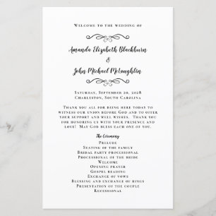 Elegante Cerimônia de Casamento Negro Programa de 