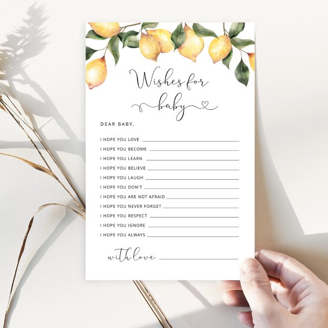 Elegante chá de fraldas de limão deseja um cartão  (Criador carregado)