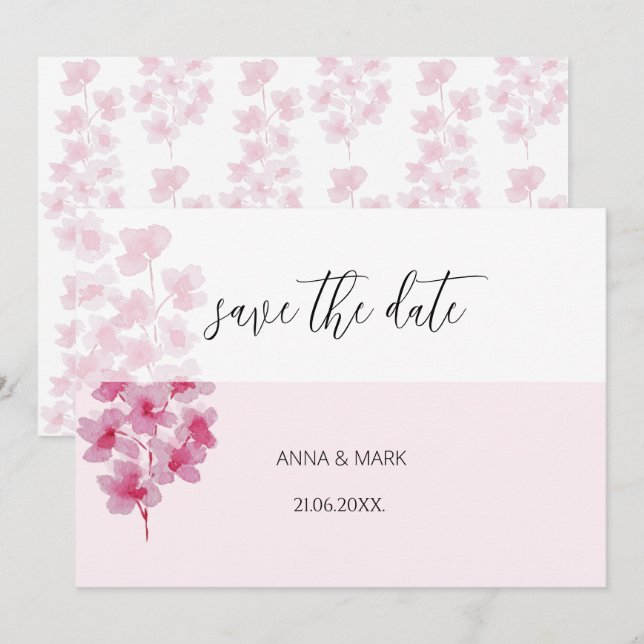 Elegante Cherry Blossoms Watercolor pintado à mão (Frente/Verso)