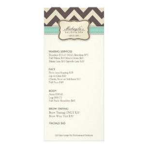 Elegante Chevron Modern Beige Green Service Menu