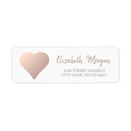 Elegante Chic, Coração em Dourado Rosa, Etiqueta d
