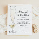 Elegante Chic Dourada Brunch e Chá de panela Bubbl<br><div class="desc">Champanhe Elegante moderno Flute Wine Glass Script Calliografia Brunand Bubble Chá de panela</div>