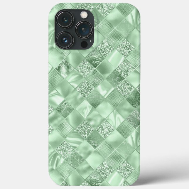 Elegante Chic Metálico Com Glitter Verde Mint (Verso)