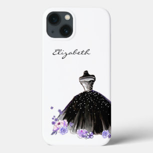 Elegante Chic Modern Watercolor Trendy Black Girly