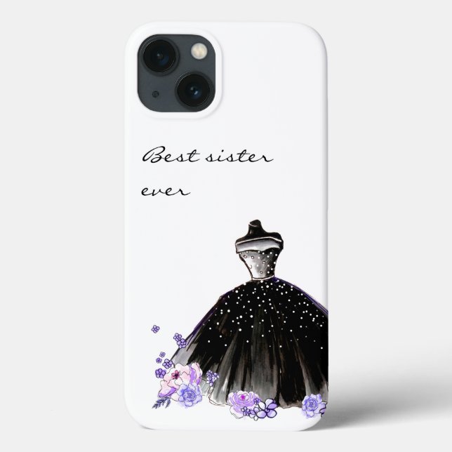 Elegante Chic Modern Watercolor Trendy Black Girly (Verso)