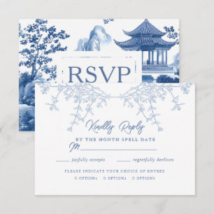 Elegante Chinoiserie Blue Pagoda Wedda RSVP