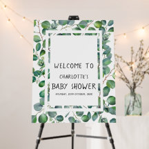 Elegante Chuveiro de Bebê com Eucalipto em Aquarel