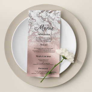 Elegante cinza branca rosa dourada Menu Casamento