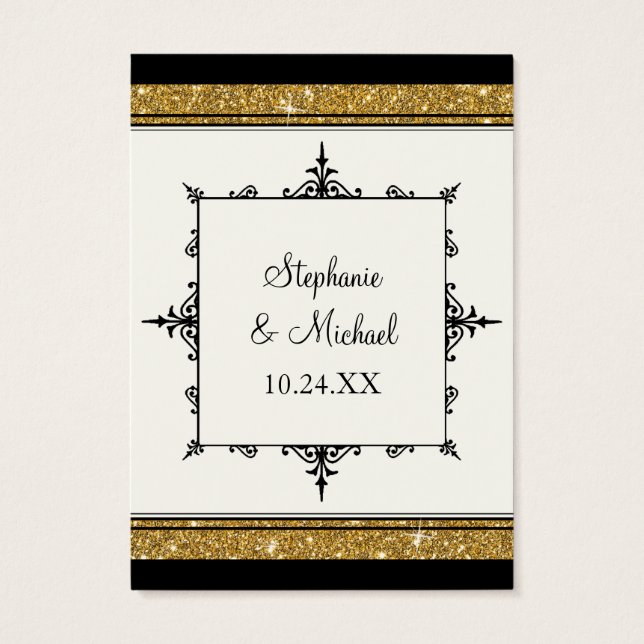 Elegante Clássico com Glitter de Ornamento Dourado (Verso)