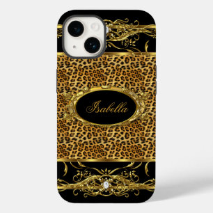 Elegante Clássico Dourado Leopardo Preto