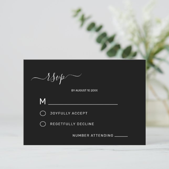 Elegante Clássico Minimalista RSVP de Casamento (Em pé/Frente)