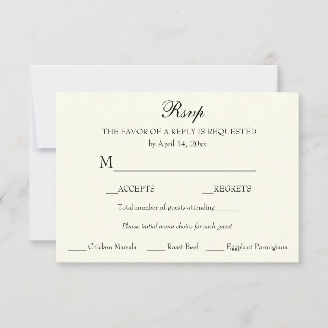 Elegante Clássico Minimalista RSVP de Resposta (Frente)