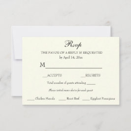 Elegante Clássico Minimalista RSVP de Resposta a I
