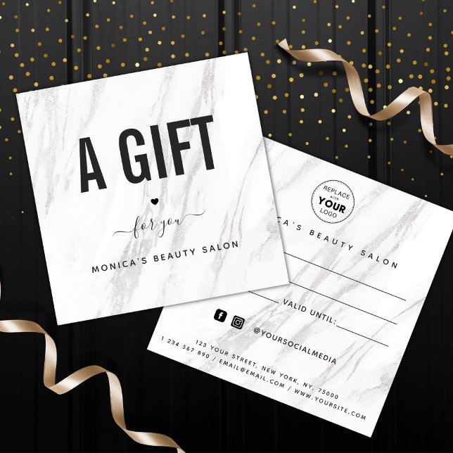 Elegante Clássico White Marble Beauty Salon Chic (Criador carregado)