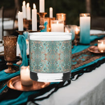 Elegante Cobre Turquesa Padrão Floral Minimalista