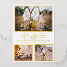Elegante Colagem de Fotos com Folha de Ouro Casame