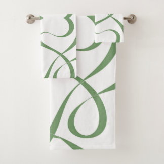 Elegante Conjunto de Toalhas Verde Sage Abstrato d