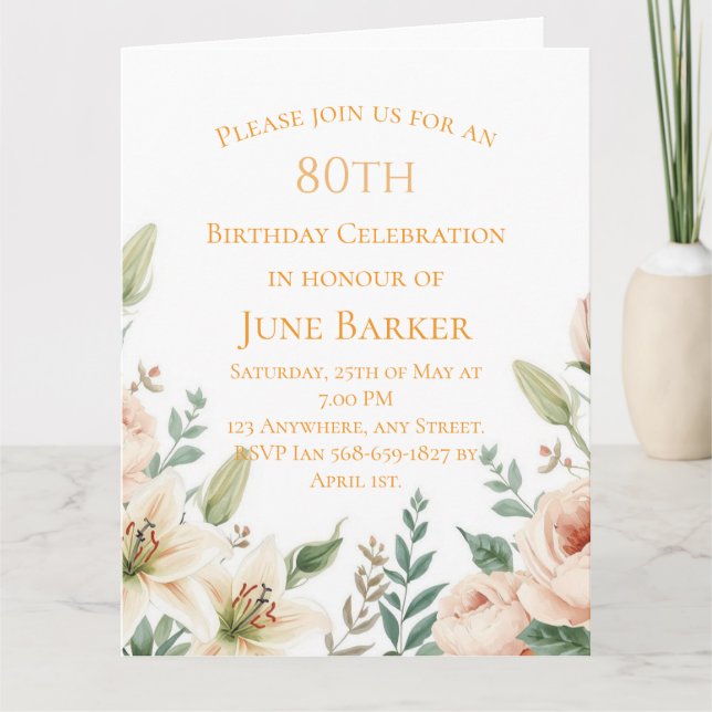 Elegante Convite de Aniversário Botânico Jardim Fl (Frente)