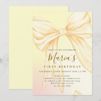 Elegante Convite de Aniversário com Laço Amarelo P
