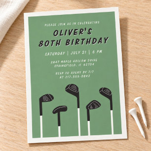Elegante Convite de Aniversário de 80 Anos de Golf