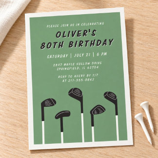 Elegante Convite de Aniversário de 80 Anos de Golf