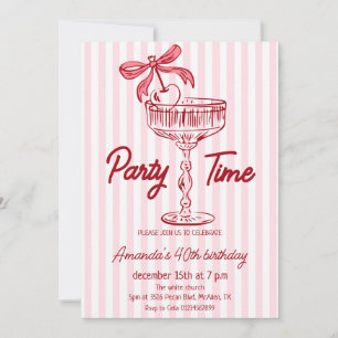 Elegante convite de aniversário de coquetel escrit