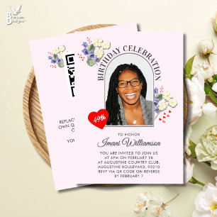 Elegante Convite de Aniversário Floral FEVEREIRO p