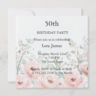 Elegante Convite de Aniversário Floral Sofisticado