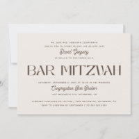 Elegante Convite de Bar Mitzvah em Marfim Macio | 