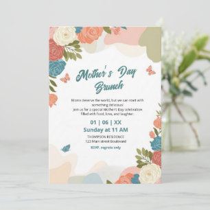 Elegante Convite de Brunch do Dia das Mães com Flo