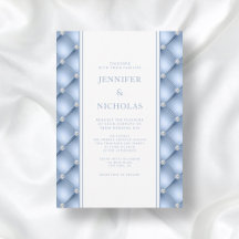 Elegante Convite de Casamento Almofadado em Azul P