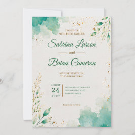 Elegante Convite de Casamento Botânico Aquarela Az