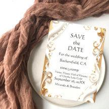 "Elegante Convite de Casamento Botânico Dourado -