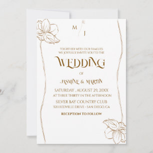 Elegante Convite de Casamento Botânico Minimalista