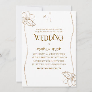 Elegante Convite de Casamento Botânico Minimalista