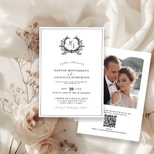 Elegante Convite de Casamento com Código QR e Bras