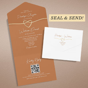Elegante Convite de Casamento com Código QR Laranj