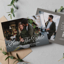 Elegante convite de casamento com duas fotos em le