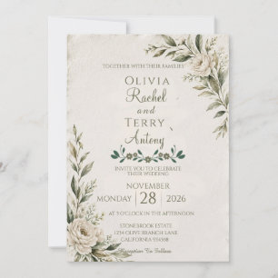 Elegante Convite de Casamento com Efeito Deckle Bo