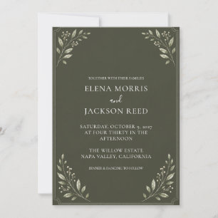 Elegante Convite de Casamento com Foto Botânica em