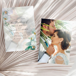 Elegante Convite de Casamento com Foto de Orquídea