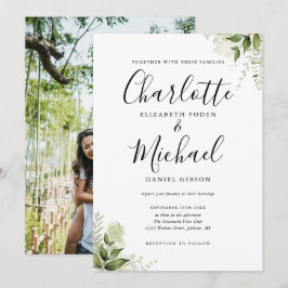 Elegante Convite de Casamento com Foto e Caligrafi